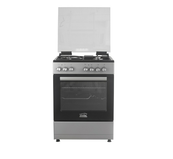 SIMFER Cooker 3 Gas + 1 Electric - F6314SERBG Black Top Inox Grey